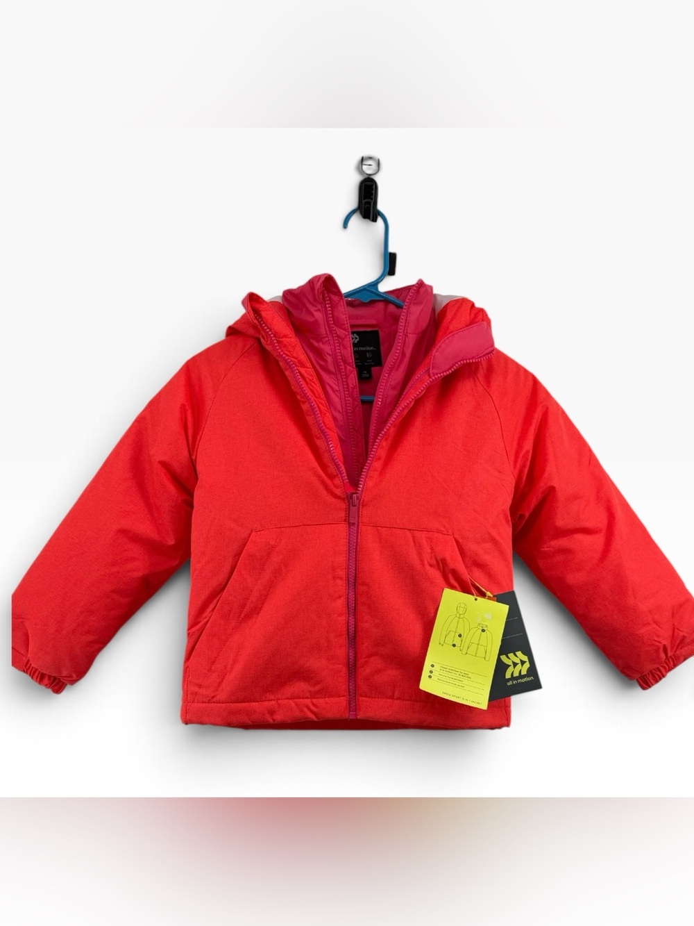 Kids Orange and Pink Hooded Winter Jacket